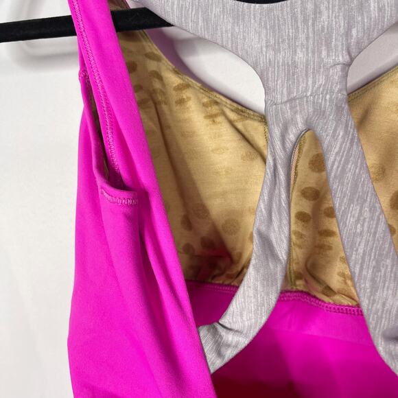 Lululemon Womens 4 Optimal Tank Pow Pink Metallic Silver Cut Out Shelf Bra VNeck - Picture 8 of 10